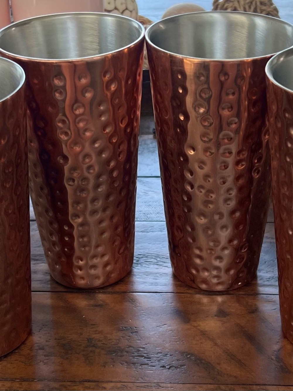 Hammered Copper-Tone Tumbler - Set of 4